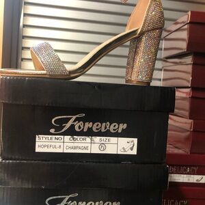 Forever 21 Cream Block Heel Sandals